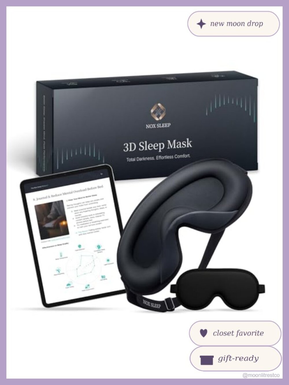 Ice Silk 3D Sleep Mask 100% Blackout Adjustable Blindfold for Side Sleepers